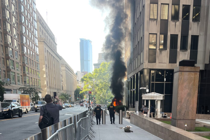 Man in Custody After Incendiary Device Ignited Outside Federal Building in Manhattan